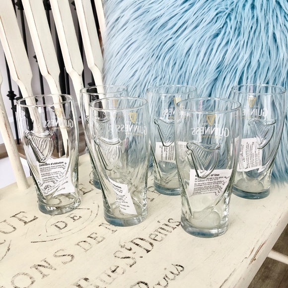 Guinness, Beer Glasses, 13oz, Set of 6, With Embossed Harp Logo, New In‎ Box - Picture 6 of 16